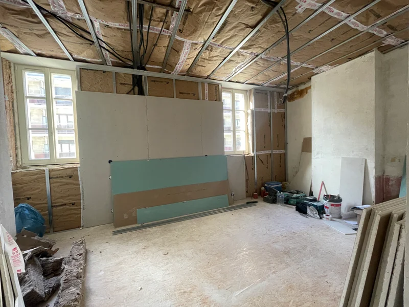 Chambre en cours de travaux – projet Accueillir, maison rémoise