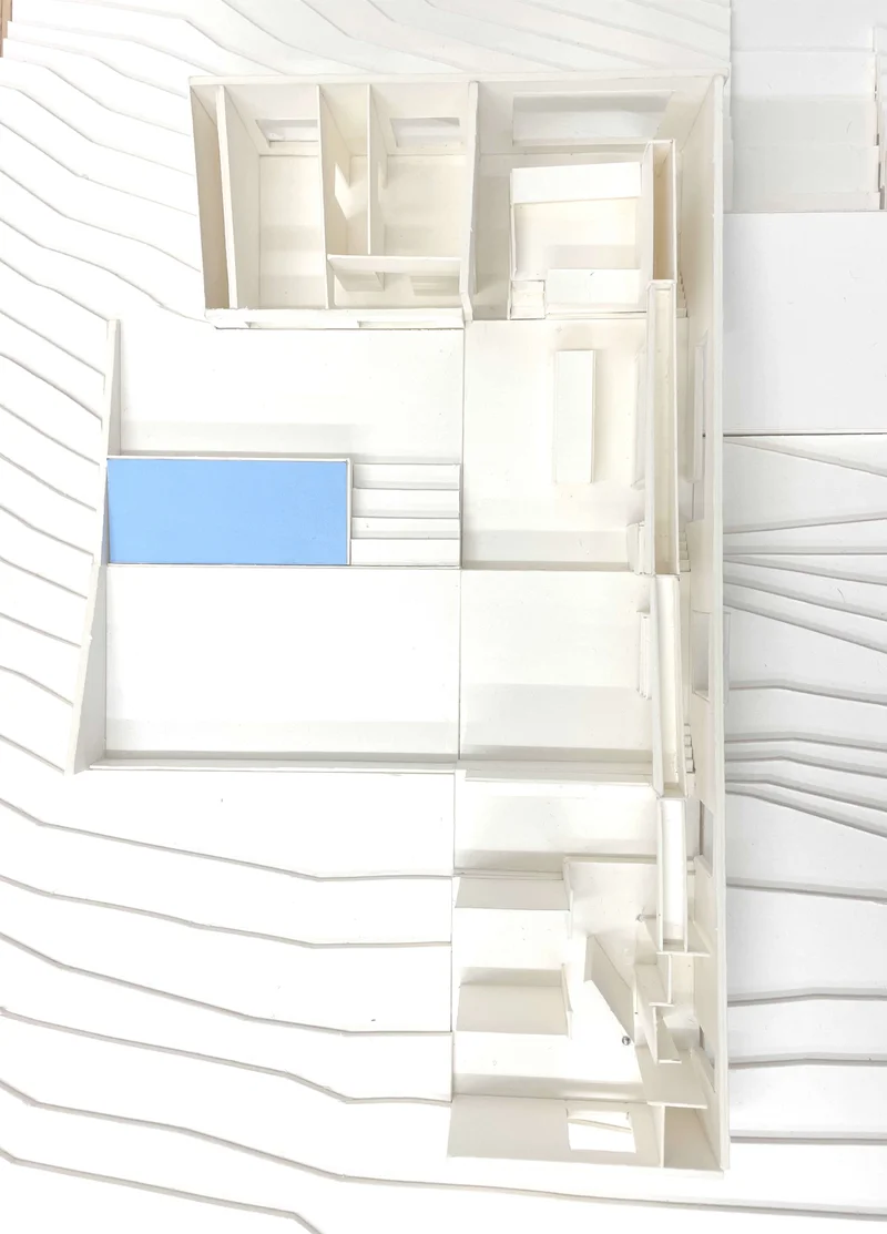 Maquette de conception vue de dessus – projet Ancrer, maison neuve, FAIRE Architecte